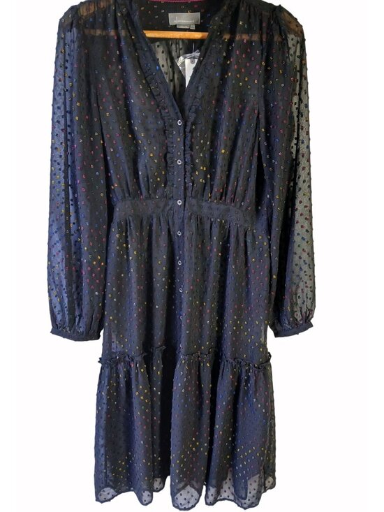 Anthropologie Dresses & Skirts - Anthropologie Sheer Audrey Tiered Midi Dress Size 14  Whimsy Goth Clip Dot New